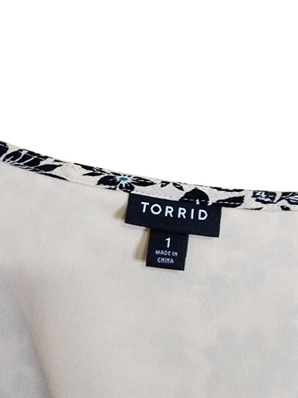 Torrid Mini Gauze Lace-Up Floral Skater V Neck Dress Beige 1 1X 14 16 NWOT - Picture 7 of 7